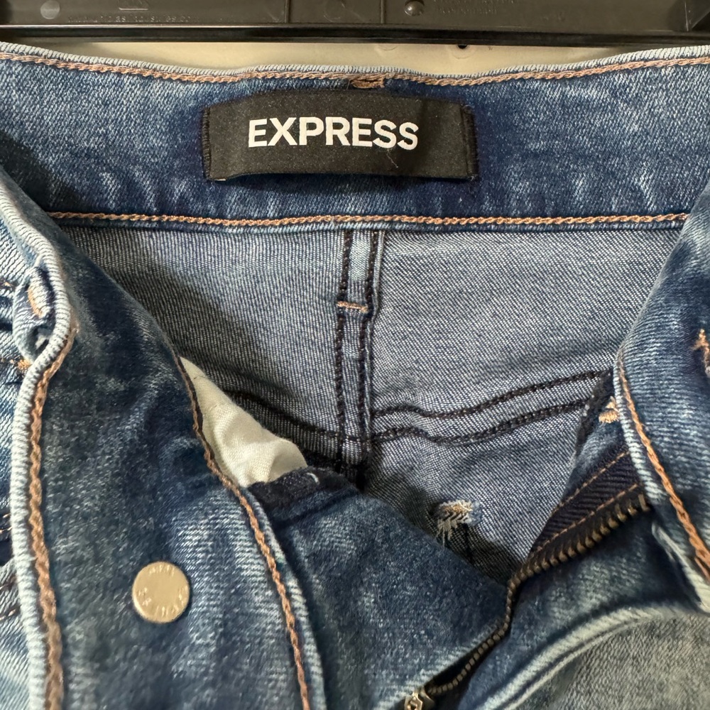 Express Bell Flare Jeans in Medium Blue